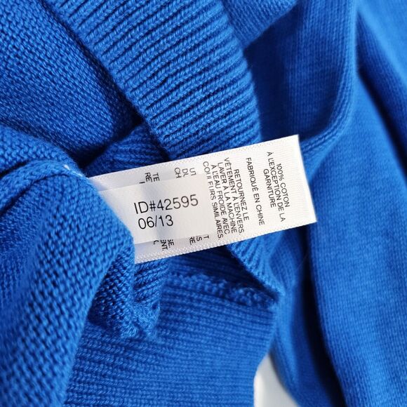 Express Sweater Men's Sz XL Blue V Neck Pullover Cotton Logo Embroidered Preppy - Picture 5 of 8